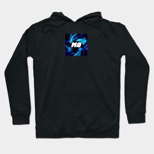 M9 Block Logo with Blue Swirl Background Hoodie by Fear.M9